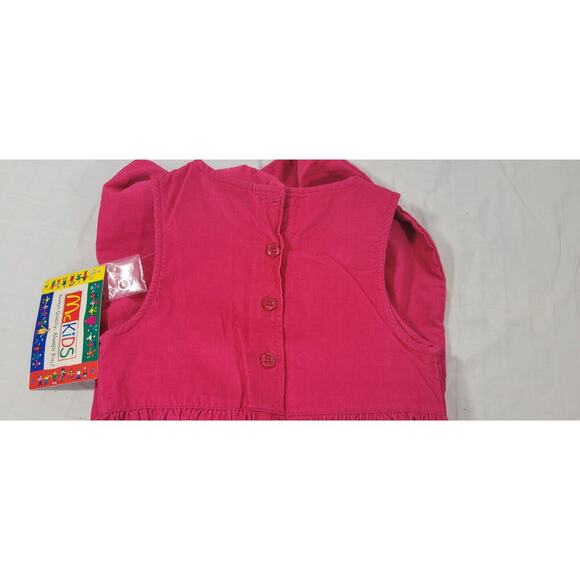 McKids 4T Girls Vintage 90s Dark Pink Corduroy Button Front Roses Bib Overalls - Picture 5 of 8